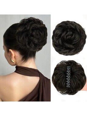 Natural Curly Messy Bun Hair Piece | 100% Real Human Hair Claw Clip Updo
